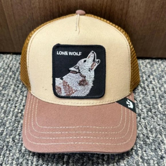 Goorin Bros Animal The Farm Trucker Baseball Snapback Hat Cap Lone Wolf Brown - Picture 1 of 3